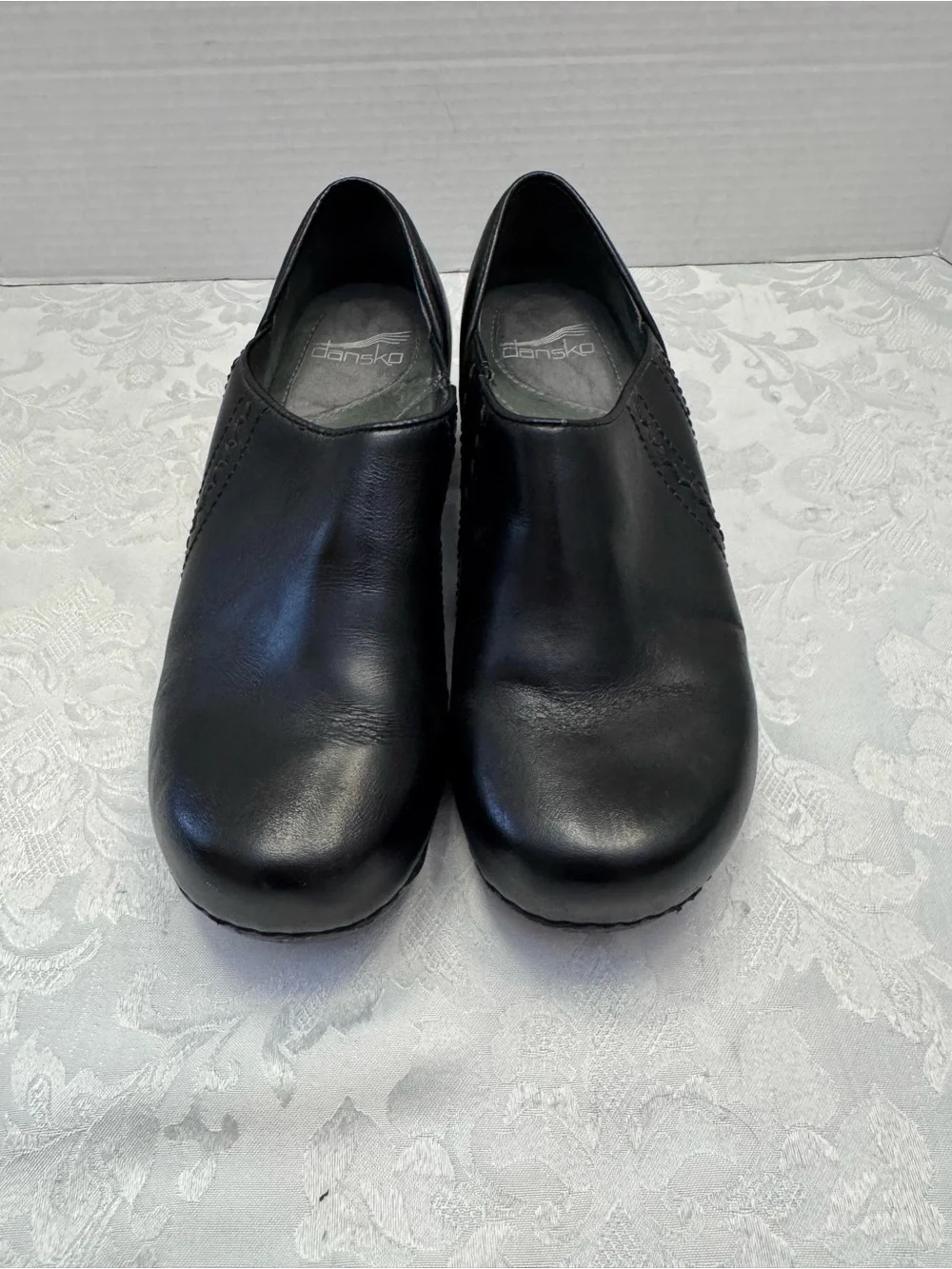 Dansko Sienna Slip On Comfort Shoe Clog Black Leather Size‎ 38 / 7.5-8 Medical